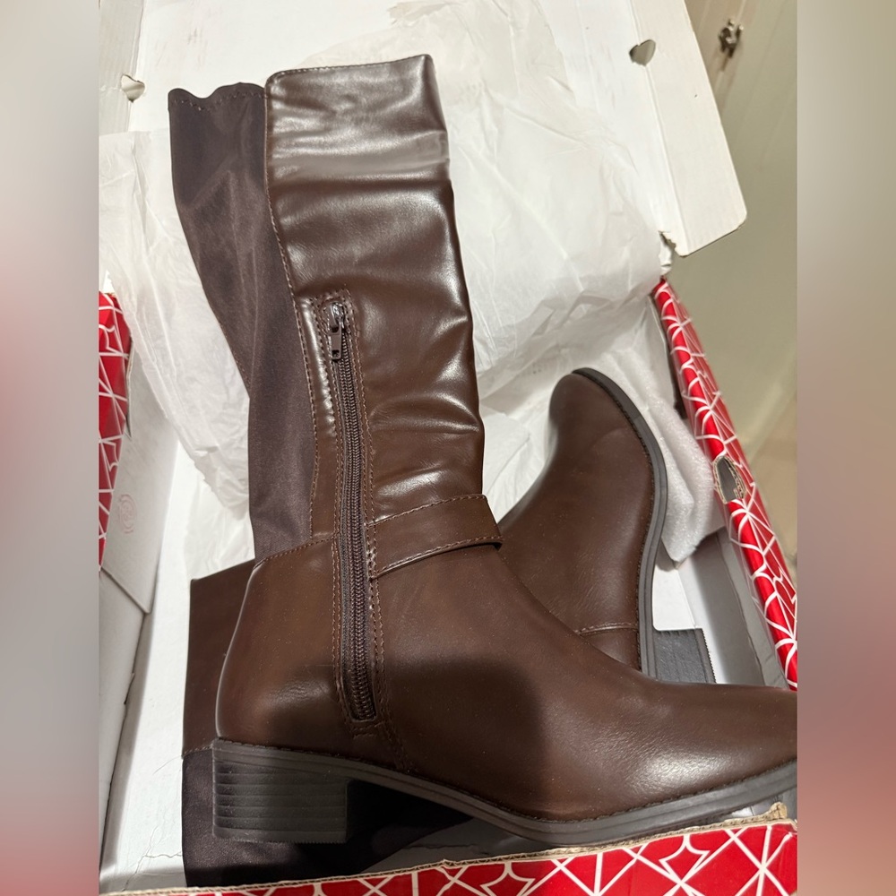 Rampage Brown Leather Knee-High Boots
